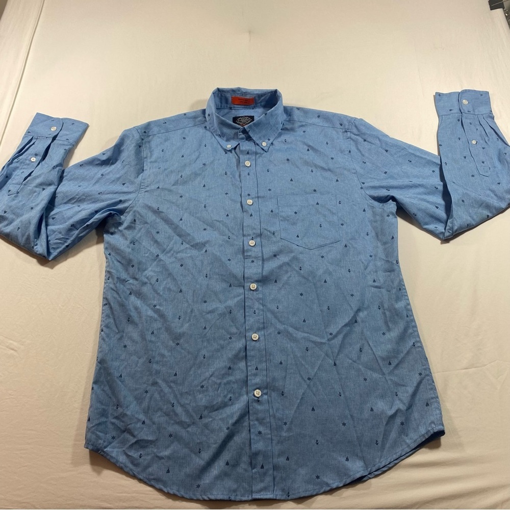 St. John’s Bay Shirt Men Médium button down Quick dry upf 50 long sleeve blue